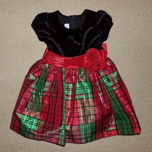BONNIE JEAN RED GREEN PLAID CHRISTMAS DRESS SZ 2T
